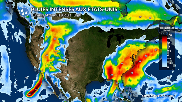 Pluies intenses aux Etats-Unis Actualités étranger