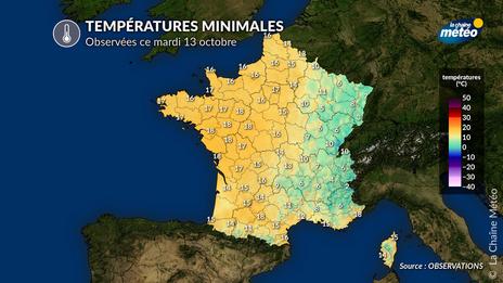 Douceur exceptionnelle ce 13 octobre : des températures minimales proches des records dans l'Ouest