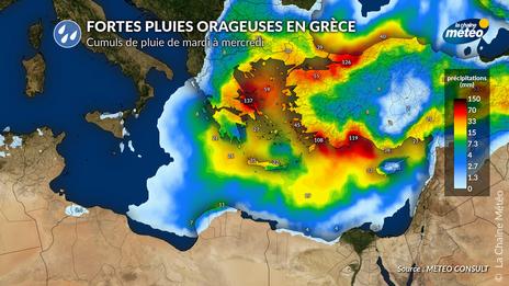 Fortes pluies, orages et vent fort en Grèce, alerte rouge en Eubée