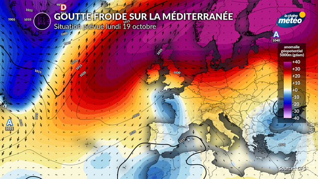 Une goutte froide va se positionner aux abords de la Méditerranée en début de semaine prochaine, donnant lieu à de fortes pluies Actualités France