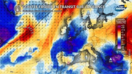 Une goutte froide apportera du froid en France et des orages en Espagne ce week-end