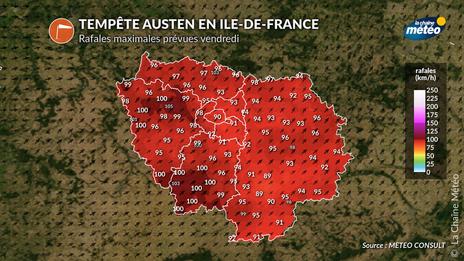 Tempête Austen en Île-de-France : Yvelines et Val-d'Oise en alerte orange, jusqu'à 100 km/h vendredi