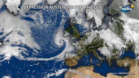 Suivi de la tempête Austen : creusement rapide sur le proche atlantique, le Finistère touché dès minuit