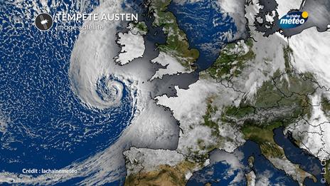 Austen : 1ʳᵉ tempête de cet automne en France, jusqu'à 161 km/h de vent
