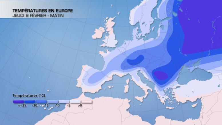 Vague de froid en Europe, douceur record entre l'Islande et le pôle Nord