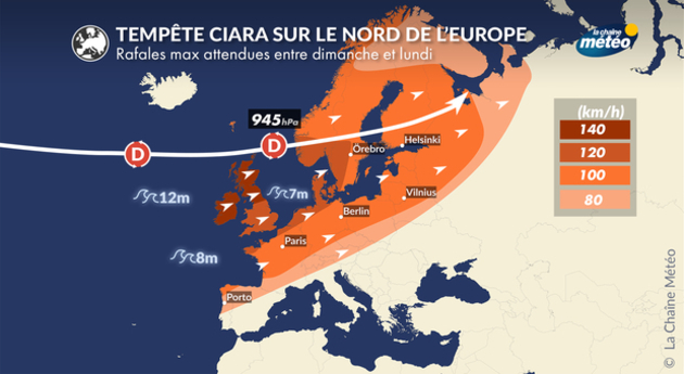 Résultat de recherche d'images pour "TEMPÊTE CIARA, VENTS JUSQU'À 140 KM/H irlande ile britanique"