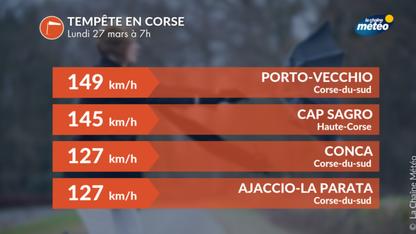 Bilan du violent coup de vent de ce week-end : jusqu'à 150 km/h en Corse !