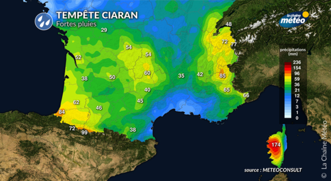 Tempête Ciarán, épisode pluvieux, inondation, tempête/coup de vent