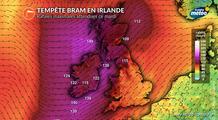 Tempête Bram : les côtes irlandaises en alerte rouge, jusqu'à 130 km/h