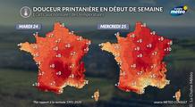 Avant-goût de printemps en début de semaine : jusqu'à 20°C au nord et 25°C en Aquitaine !