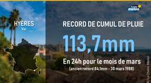 Fortes pluies orageuses dans le Var : record de pluie en 24 h battu à Hyères pour un mois de mars