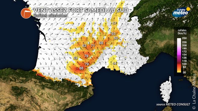Vents forts au sud-est samedi © lachainemeteo