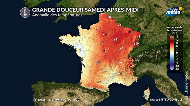 Anomalie de température samedi après-midi © lachainemeteo