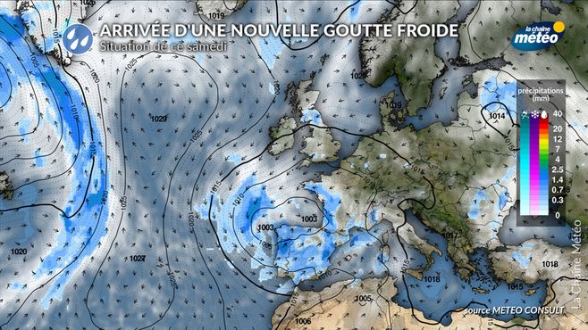 Arrivée d'une nouvelle goutte froide ce week-end © La Chaine Météo / Météo Consult