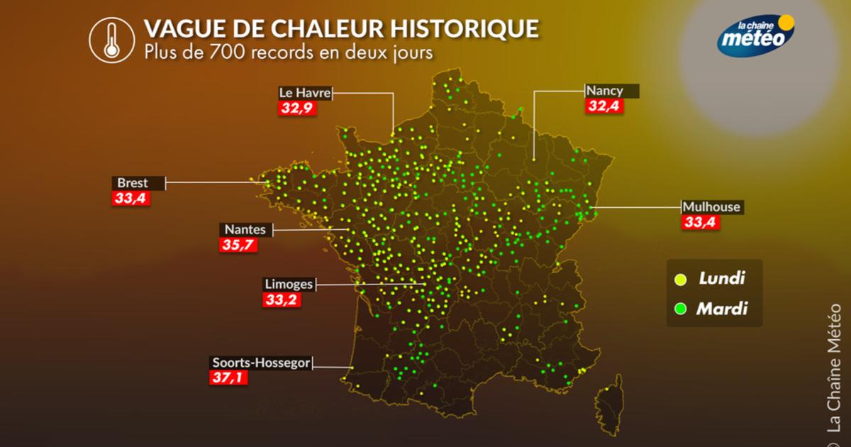 Vague de chaleur et canicule : plus de 700 records de chaleur battus en 2 jours