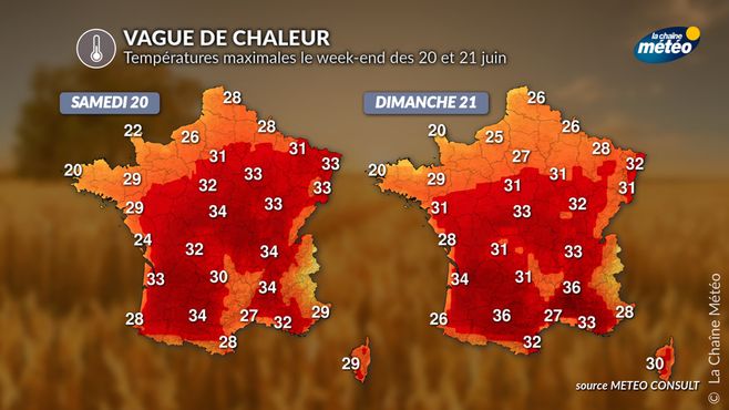 Températures maximales le week-end prochain © lachainemeteo