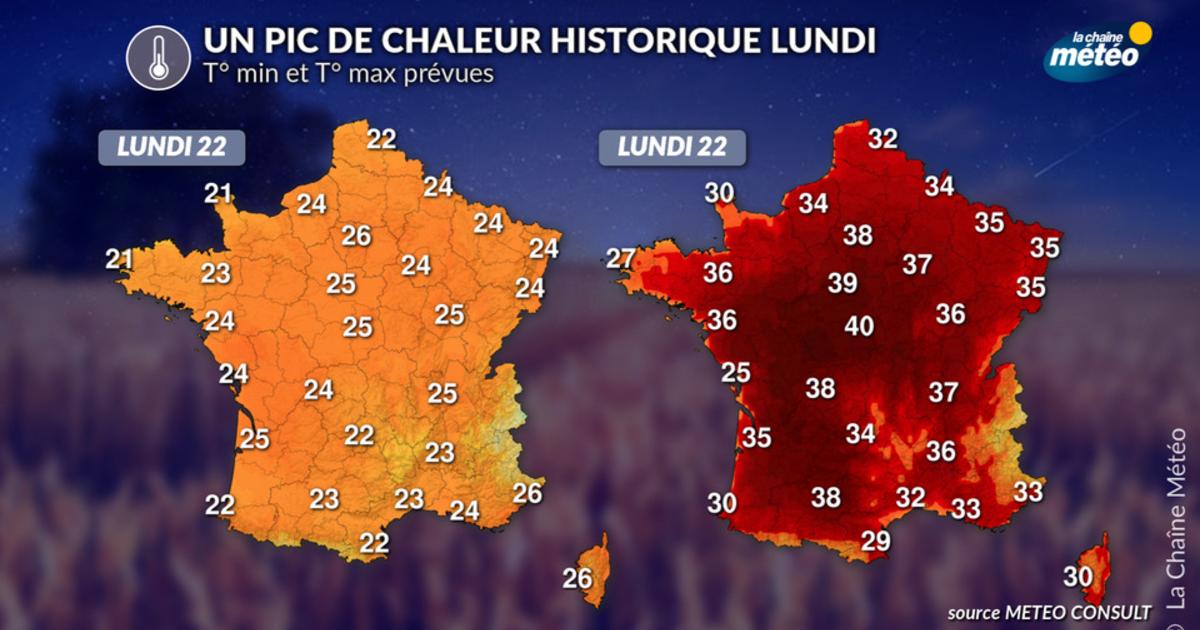 Canicule : des nuits à 25°C et un pic de chaleur exceptionnel attendu entre dimanche et lundi