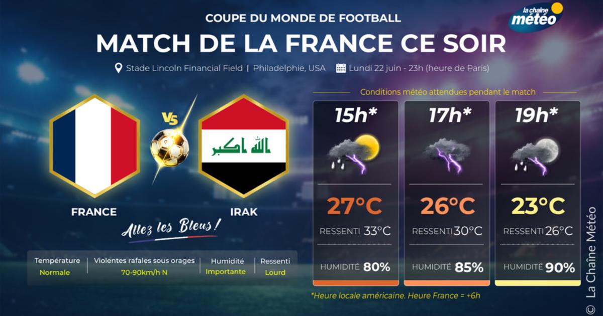 Des conditions météo compliquées pour le match France-Irak de ce lundi soir à Philadelphie