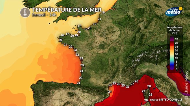 Des températures de l'eau de mer très élevées