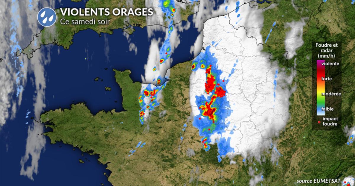 Violents orages de grêle au nord-ouest et en région parisienne ce soir, 145 km/h de vent à Blois