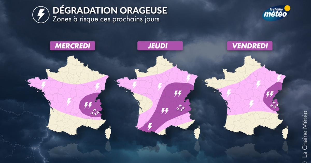 Orages violents en France : fortes pluies, grêle et fortes rafales jusqu'à vendredi