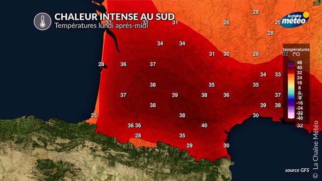 Chaleur intense au sud lundi après-midi © lachainemeteo