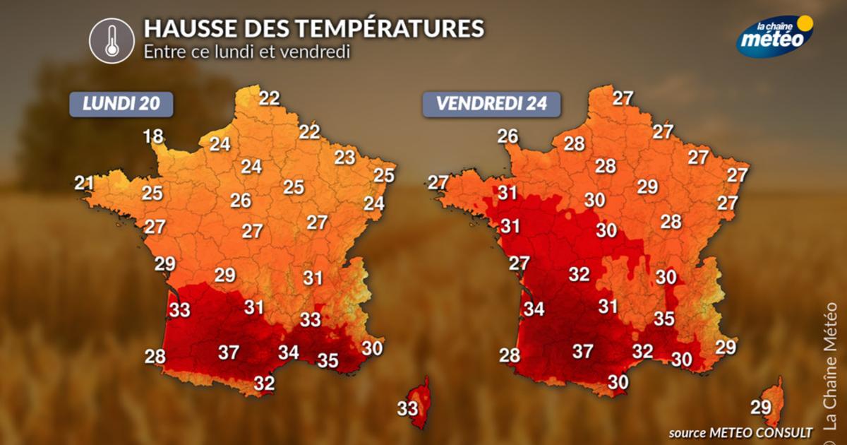 Météo : la chaleur remonte vers le nord, la canicule recule au sud-est