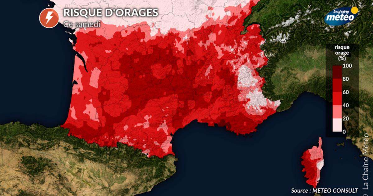 Orages violents ce samedi : fortes pluies, grêle et rafales jusqu’à 100 km/h