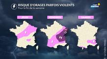 Orages localement violents : fortes pluies, grêle et rafales jusqu'à 100 km/h en fin de semaine