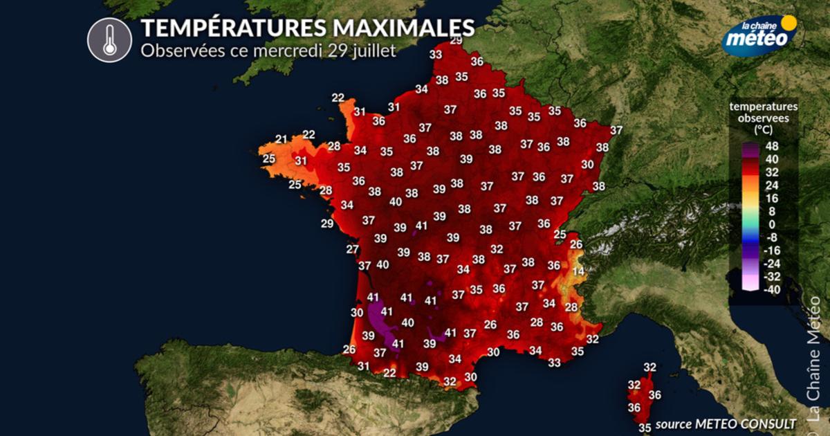 Canicule en France : jusqu'à 42,7°C à Captieux (33), 65 records mensuels et 8 records absolus