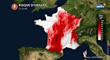 Retour en force des orages ce lundi : pluies intenses, grêle et violentes rafales des Pyrénées au Limousin