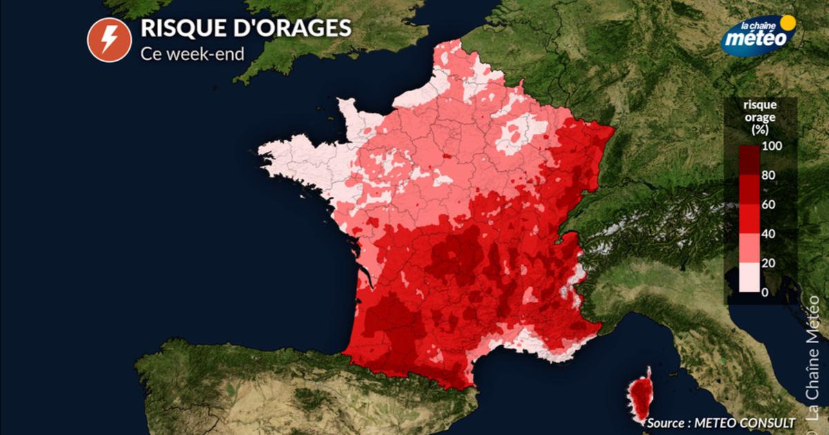 Orages parfois violents ce week-end : fortes pluies, grêle et risque d’inondations