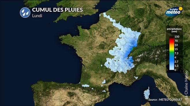 Cumul des pluies lundi © lachainemeteo