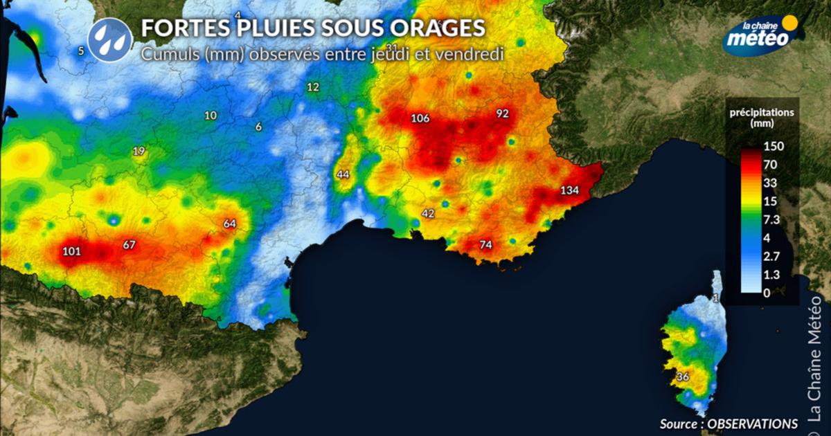 Bilan des orages : jusqu'à 132 mm de pluie et 125 km/h de vent