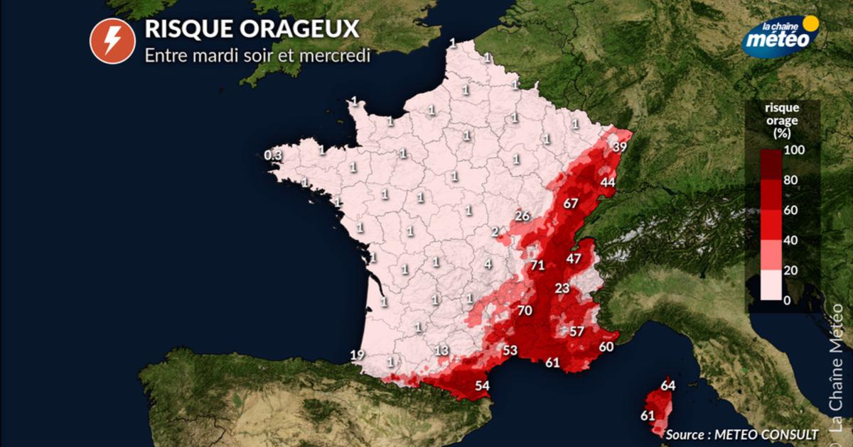 Risque d'orages : l'est et le sud-est concernés à partir de mardi soir