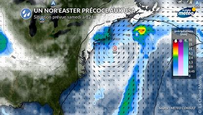 Nor’easter précoce aux États-Unis : vents violents, fortes pluies et inondations redoutées ce week-end